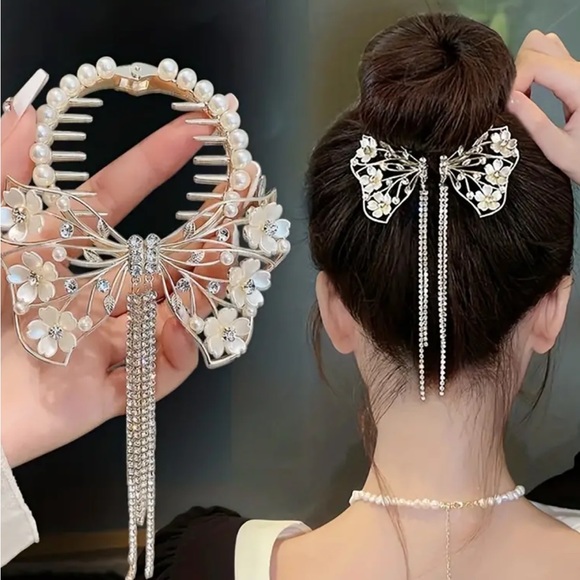 NWT exquisite butterfly with rhinestones hair clip - Picture 4 of 6